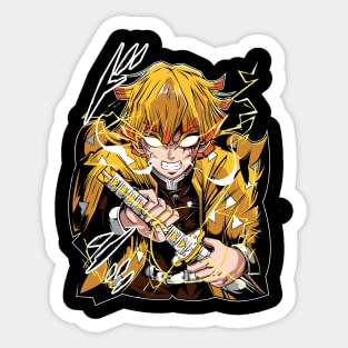 Demon Slayer Zenitsu Lightning Strike Pose Sticker